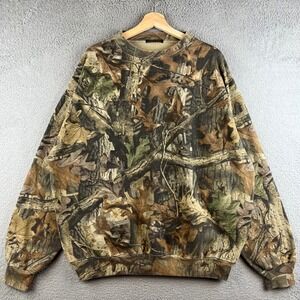 Commander Advantage Timber Camo Sweatshirt Mens XL Woodland Hunting Fleece Crew